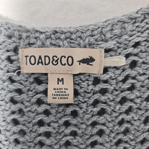 TOAD&CO Gray Recycled Denim Stretchy Crochet Semi-Sheer Tank Top Women's Size M. - Picture 13 of 17